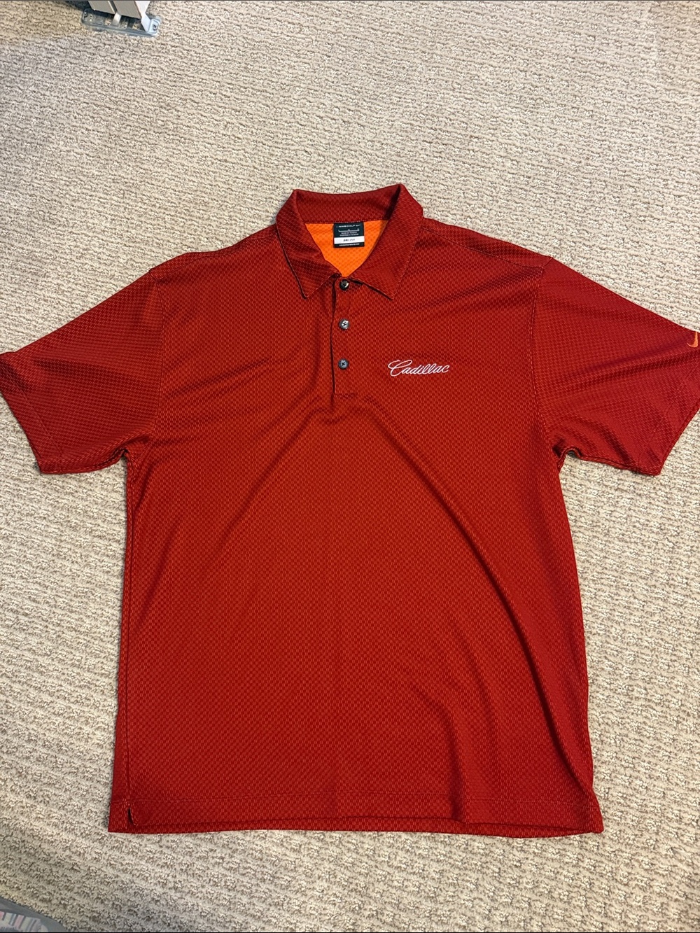 Men’s Nike Golf burnt orange polo shirt Cadillac sz Large